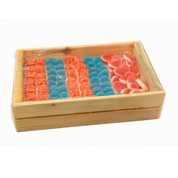 Mixed candy wooden box, send candy to amman jordan